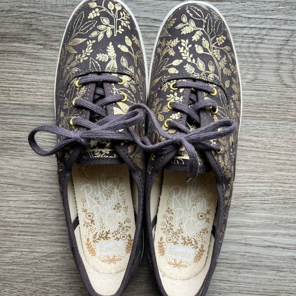 Keds x Rifle Paper Co. Women's Black and Gold Sneakers